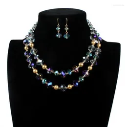 Naszyjnik Ustaw DILIca Prosta moda dla kobiet kryształowe warstwowe bib oświadczenie dławiki naszyjniki kostium biżuterii