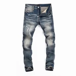 2023 Casual Streetwear Black Slim Fit oroliga jeans män Autumn Masculina Letter Jeans Pants Trendy Dance Club Skinny S Toursers Fashion Bottoms Denim