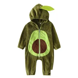 Rompers Baby Avocado Hooded Winter Warm Flannel Climbing Suit Outerwear Born Jumpsuit Toddlers Bodysuit For Kids Clothings M958 Drop Dhh3Z