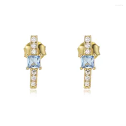 Orecchini per borchie Minimalista Blue Square Zircone Bar Fashion Personalizzato S925 Sterling Sterling 14K Giorri placcati in oro per