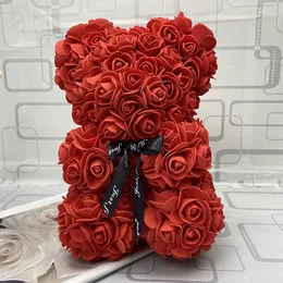 Decorative Flowers Wreaths 25CM High Roses Bear Valentine's Day Teddy Bears 14 Colors Holiday High-grade DIY Gifts Christmas Gift Wedding Decoration HKD230818