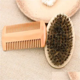 Escovas de cabelo 2pcs/conjunto de cerdas portáteis de madeira de barba cabeleireira ferramenta de barbear da ferramenta de bigode de bigode