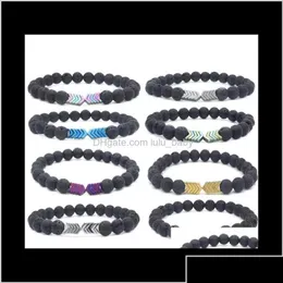 Charm Bracelets Drop Delivery 2021 Volcanic Lava Stone Essential Oil Diffuser Bangle Healing Nce Yoga Magnet Arrow Beads Bracelet Jewe Dhbxq