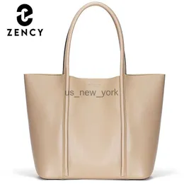 Totes Zency Soft Genuine Leather Handbag Classic Elegant All-match Women's Tote Bags Large Capacity Composite Bag Commute Shoulder Bag HKD230818