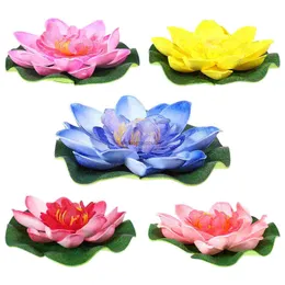 装飾的な花の花輪プラスチック植物リリーパッドロータスフラワーズ装飾池の装飾浮遊花人工花HKD230818