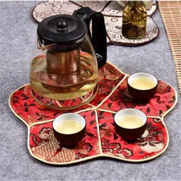 Table Runner 2023 Exquisit Vintage Chinese Style Tea Cup Cotton Blend Luxury Insulation Silk Brocade Dining Mat