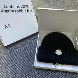 Beanie/Skull Caps Designer Wool Hat Sticked Beanie med 20% Angora Rabbit Hair for Winter Warmth Protection Hot Selling Trend i Europa och Amerika Pure