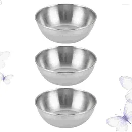 Plates 3pcs Sauce Dish Stainless Steel Metal Heavy Duty Round Stackable Ramekin Dipping Bowls Condiment Cups Seasoning