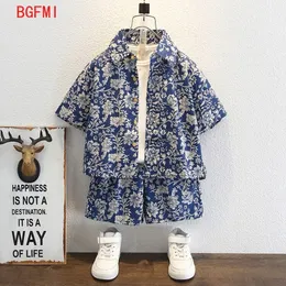 Set di abbigliamento Summer Shin Clothes Children Set Boys Boys Floral Stampa Shortsleeved Single Shorts Shorts Shorts Girl 2Pcs Outfits 212Y 230818