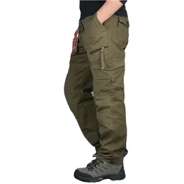 Mäns jeans Casual Cargo Pants MultiCocket Tactical Military Army Straight Loose Trousers Male Overalls Dragkedja Pocket Seasons 230817