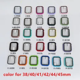 Mit Taste 360 Vollbildschutzgehäuse iWatch 38 mm 42 mm 40 mm 44 mm 41 mm 45 mm 49 mm Stoßstangenrahmen PC Hartharnchen und Temperaturglasfilm für den 5/4/3/2/1 Cover mit Box