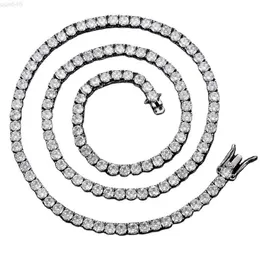 3mm 4mm 5mm 6mm Pure Silver Pass Diamond Tester Natural VVS Moissanite Stone Black Tennis Chain Necklace