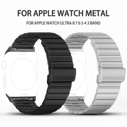 Para Apple Watch Band Series 8 7 6 5 4 SE 3 Ultra 49mm 45mm 44mm 41mm 40mm 42 Correia de metal de aço inoxidável comercial para iwatch 38mm
