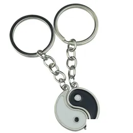 Keychains Lanyards Vintage Chinese Elements Of Yin Yang Taiji Bagua Couple Keychain For Keys Car Key Ring Pendant Charm Fashion Allo Dhtwd