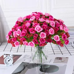 Christmas Decorations One Bouquet Pueple Rose Artificial Decorative Flower DIY Wedding Home Room Table Decoration