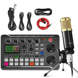 Microphones Podcast Microphone Sound Card Kit Professional Studio Condenser Mic F998 Live Sound Mixer(Optional)for Livestreaming Podcasting HKD230818