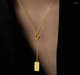 Ketten Einfacher Halsketten Pin Design Anhänger Kette Titanium Stahl für Frauen 2023 Modeschmuck