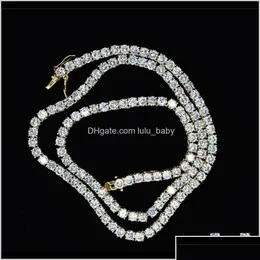 Collane a ciondolo 4mm 5mm m 6mm 1 fila Shiny Tennis Chain Men Hip Hop a ghiaia bling cz gioielleria oro sier color charm regalo 7di dhj8z