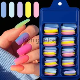 FALSE NAILS FAUX Ongles Nail Art Unha False Blister Box 100 PCS Solid Color Pointed Long Ballerina Candy Stickers X0822