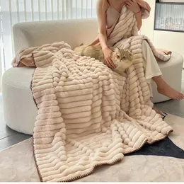 Coperte Plush Morbida raschel calda peli sintetici lancio coperta spessa lusso per drop girl regalo divano inverno cover di divano