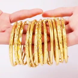 Bangle 5MM Adjustable Dubai Gold Bangles For Women Men 24k Color Ethiopian Bracelets African Jewelry Saudi Arabic Wedding Bride Gift