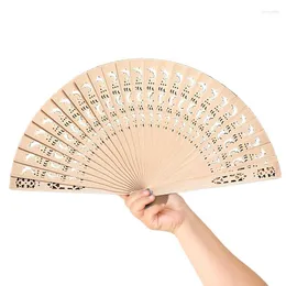 Decorative Figurines Wood Folding Fan High Quality Chinese Style Vintage Sandalwood Handheld Durable Foldable For Wedding And House Decor