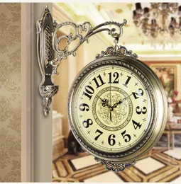 Wall Clocks Vintage Double Clock Nordic Creativity Silent Art Metal Round Klokken Wandklokken Home Decoration 60wccM