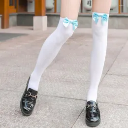 Donne calze con papillaggio calze da ginocchio giapponese ginocchio ad alta lolita abito indossare un'estate bianca jk kawaii
