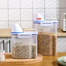 Garrafas frascos de cozinha suprimentos alimentos balde de armazenamento de alimentos 152 kg Tanque à prova de umidade portátil com copo de escala Recipiente de plástico 230817