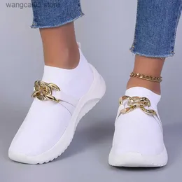 Klänningsskor JMPRS Metal Chain Breattable Mesh Flats Women 2022 Autumn Slip on White Sneakers Woman Plus Size 43 Comfy Soft Sole Casual Shoes T230818