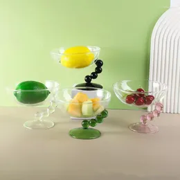 Tallrikar Creative Salad Fruit Bowl Transparenta Glass Bowls for Home European Breakfast Havre Dessert Plate Table Decor Smyckeslagring Tray