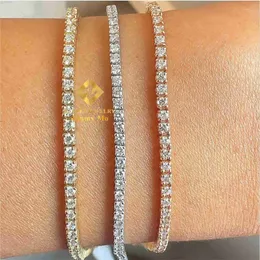 Vendite Tester Diamond Diamond Iced Out GRAIFIATI GRA 2mm 3mm 4mm 5mm 6,5 mm VVS1 MOISSanite Diamond Tennis Bracelets Men