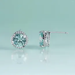 Studörhängen Gem's Beauty 925 Sterling Silver Lab Green Spinel Round Modern lyxstil Fina smycken för kvinnor Romantisk gåva