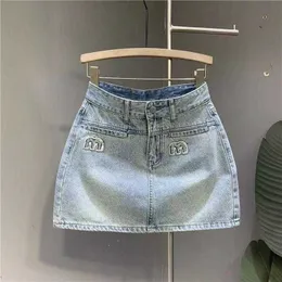 Джинсовые юбки дизайнерские женские юбки с маними -юбкой с высокой талией для женщины летняя корейская джинсовая джинсы.
