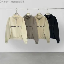 Herrtröjor tröjor nya mode väsentliga halv zip mock nacke tröja högkvalitativa hoodie hip hop zip polo stora gatekläder z230818