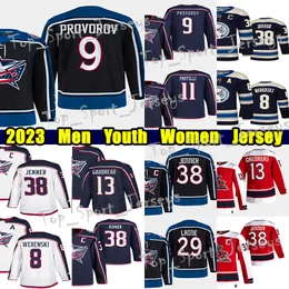 #9 Ivan Provorov Reverse Retro Hockey Jersey #13 Johnny Gaudreau Boone Jenner Patrik Laine Elvis Merzlikins Zach Werenski Mathieu Olivier Adam Fantilli Jerseys