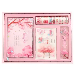 Блокноты Creative Sakura Series Notebook Gift Box Sette Set Sate Kawaii Pink Diary Book Журналы Планировщик плана Washi Tape Exquisite 230818