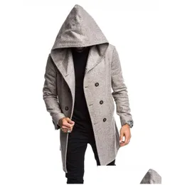 Men'S Wool Blends Mens Long Cotton Coat Jacket Formal Casual Business Overall Men Trench Coats Drop Delivery Apparel Clothing Outer Dhu8J