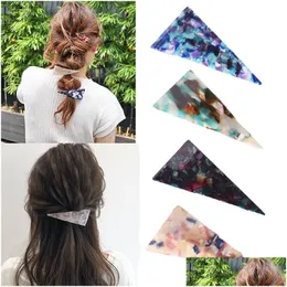 헤어 액세서리 Ruoshui 여자 아크릴 삼각형 헤어핀 Boho Girls Barrettes Ladies Holders Drop Devin Dhbin을위한 투명한 헤어 그립 클립