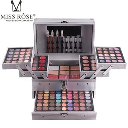 132 Colors Makeup Mystery Box, Reusable Aluminum Make Up Case Set With Cosmetics, Makeup Brushs, Eyeshadow, Eyebrow Powder, Blushes, Lipstick, Concealer, Contour Shade,