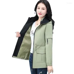 Women's Trench Coats Women Double Layer Windbreaker Autumn Casual Slim Coat Fashion Zipper Hooded For Outerwear Gabardina Mujer