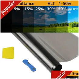 Outras ferramentas de limpeza de cuidados 300cmx50cm Black Car Windoil Foils Tinting Film Roll Home Glass Summer Solar Solar UV Protetor Sticker Film Dhvux