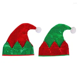 Beretti classici natalizi Santa Red Green Hat glitter Gift unisex unisex per l'anno festivo per le festi