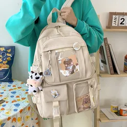 Okul Çantaları Largecapacity Sevimli Kadınlar Çok Loket Naylon Backpack Ins Junior High Student Bag Kadın Kız Dizüstü Bilgisayar Kitabı 230818