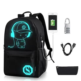 Сумки аниме светящаяся студенческая школьная сумка школьная школьная рюкзак для мальчика для мальчика Daypack Многофункциональный USB -заряд