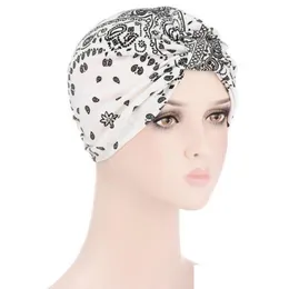 Mütze/Skull Caps Womens Chemo Cap Cancer Hut Blume gedruckte muslimische Haarschalel Turban Kopfwick