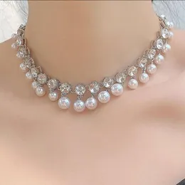 Chains Luxury All-match Pearl Rhinestone Necklace Female Fashion Temperament Clavicle Chain Choker Necklaces