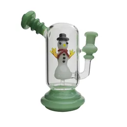 Snowman Hookahs Glass Bong Recycler Smoking Water Pipe Dab Rig 17.5cm Height with 14mm Joint