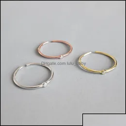 Band Rings Jóias 100% Real 925 Sterling Sier para mulheres meninas minimalista Fino anel de dedo ajustável Fino FELE PRESENTE YMR526 DROP DEL DHW10