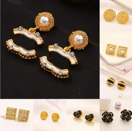 Wholesale 20styles Luxury Double Letters Designer Brand Stud Earrings High-end 18K Gold Plated Silver Stainless Steel Inlaid Crystal Ear Rings Jewelry Accessories